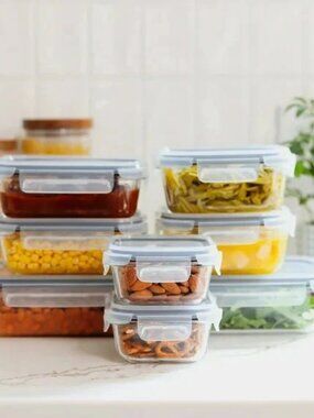 Sedona Kitchen 16-Pc Glass Storage Set – Cream Lids, BPA-Free, Food Containers